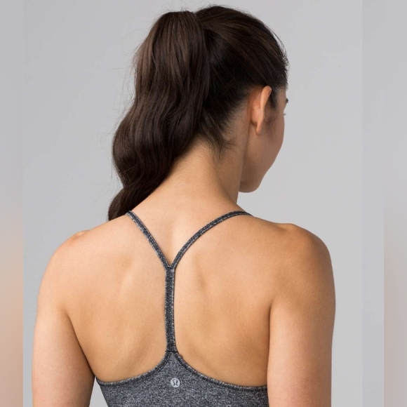 Lululemon Power Pose Tank Heathered Black Size 10 - Picture 3 of 8